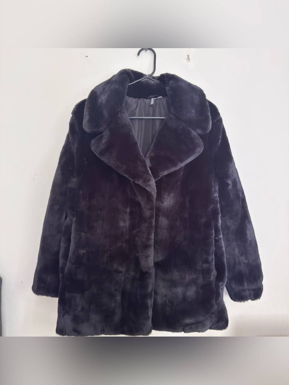 H&M Black Faux Fur Pea Coat